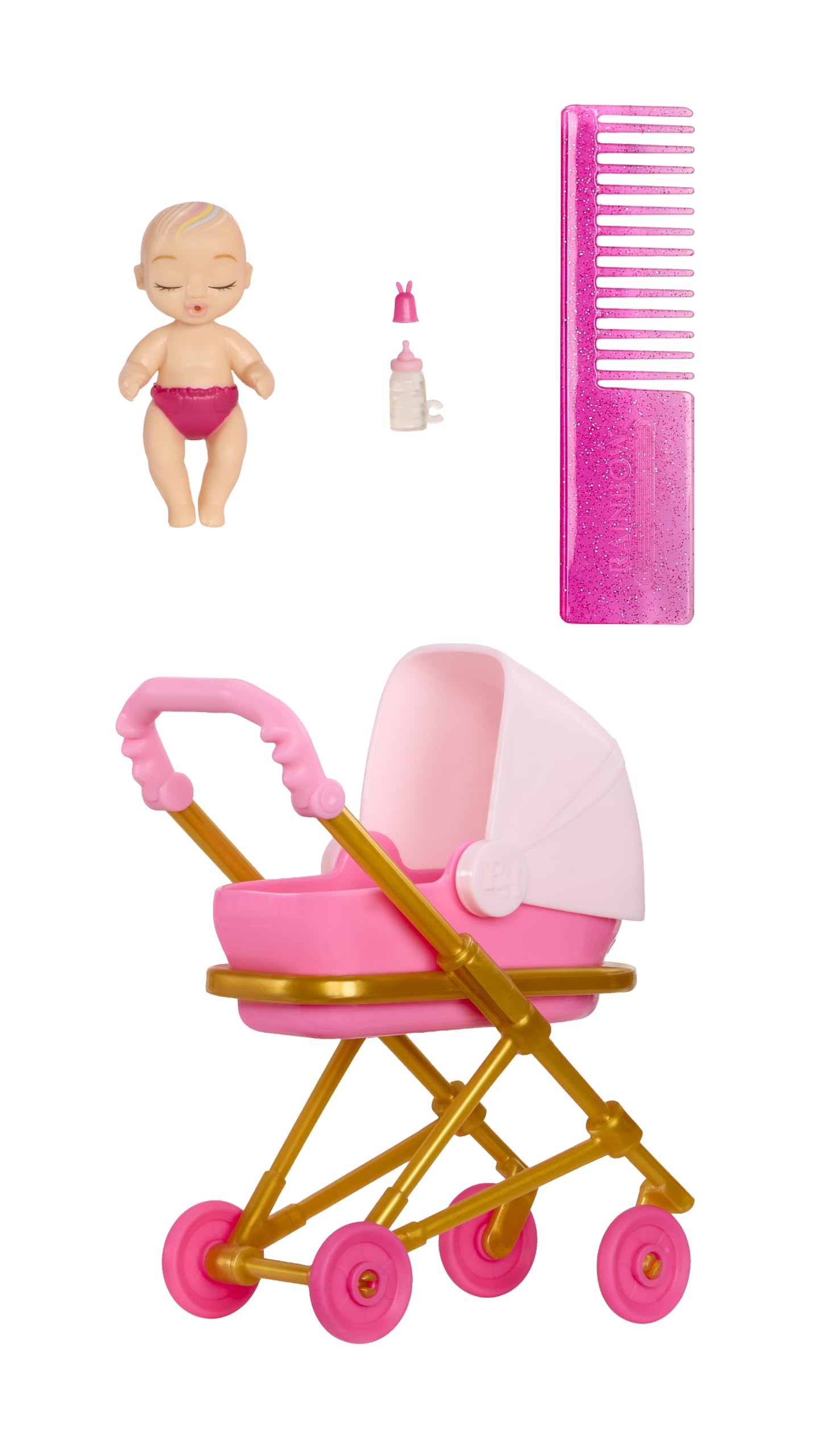 Rainbow High Jr. High Bestie Babysitters – Stella Monroe, 23cm Bambola | Include bambola bebè, passeggino funzionante, navicella rimovibile, biberon, pettine, vestiti e accessori, dai 4 ai 12+ anni