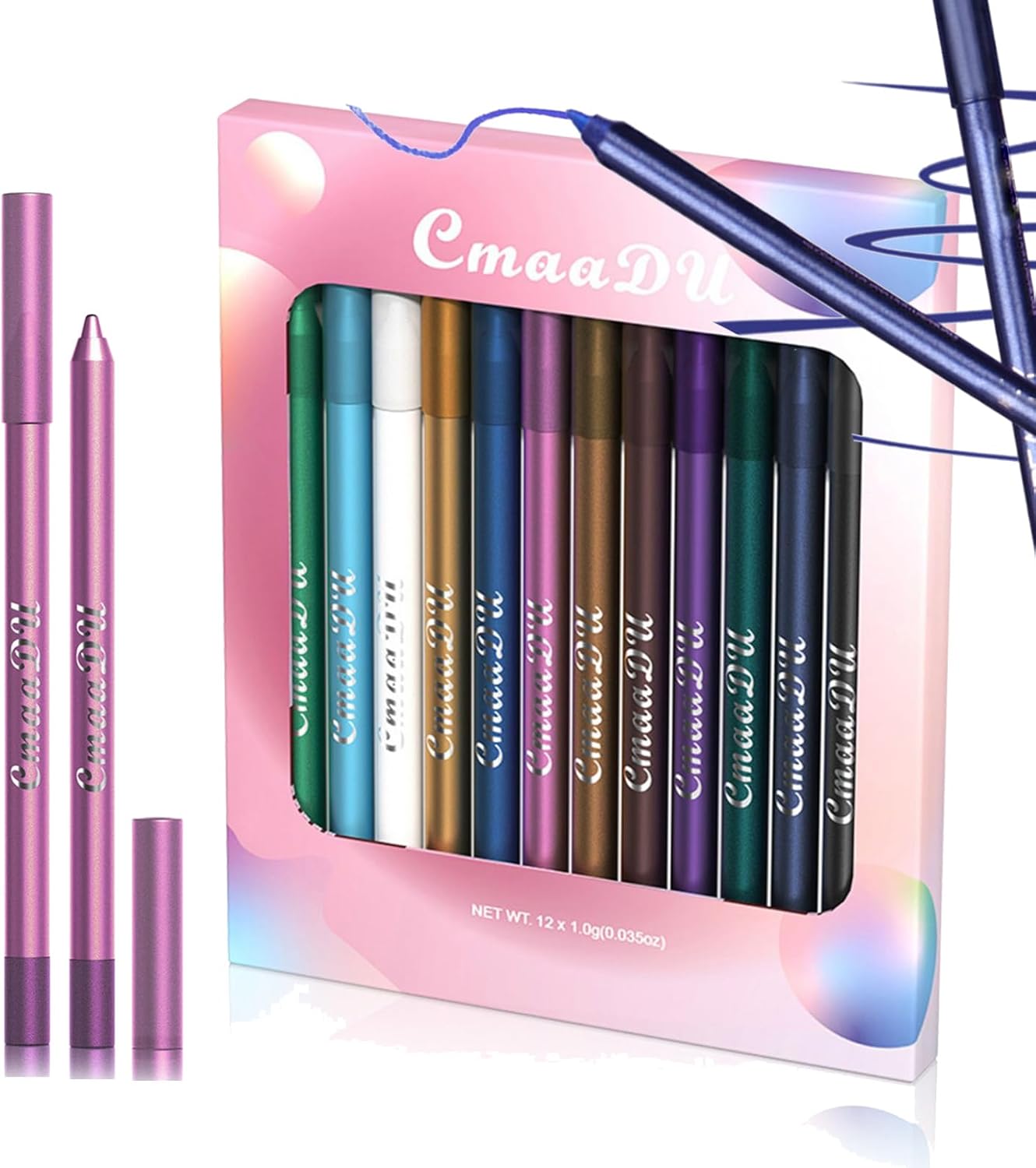 RoseFlower 12 Colors Eyeliner Pen Eyeshadow Pencil Crayon Waterproof