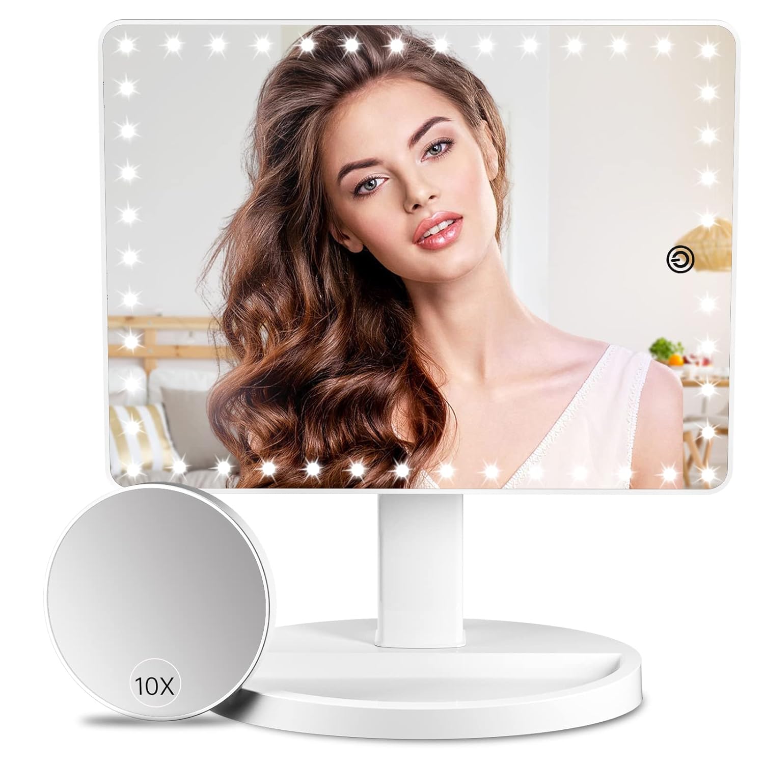 Rechargeable Lighted Makeup Vanity Mirror with 45 LED Lights, FUNTOUCH