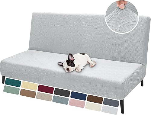 ZNSAYOTX Fundas de futón sin brazos tamaño matrimonial, fundas de sofá cama jacquard a rayas, funda elástica para futón Queen con parte inferior