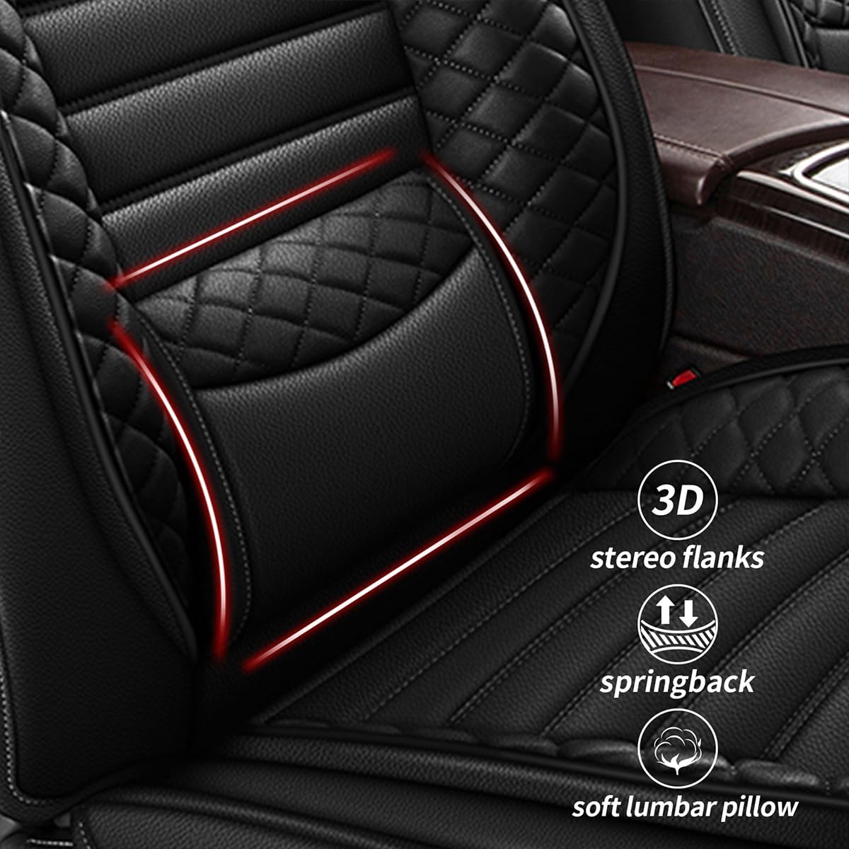 Car Seat Covers Fit Volkswagen Passat 1999-2025 2026 Full Set 5 Seats Faux Leather Waterproof Seat Cover Protector Compatible Airbag Black