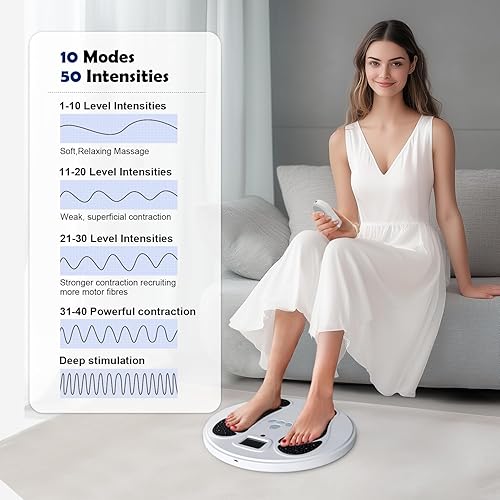 Miniatura 6 de Estimulador muscular electrónico (modelo AST-300W), masajeador de pies EMS para neuropatía, estimulador de circulación de pies TENS y EMS (grande)