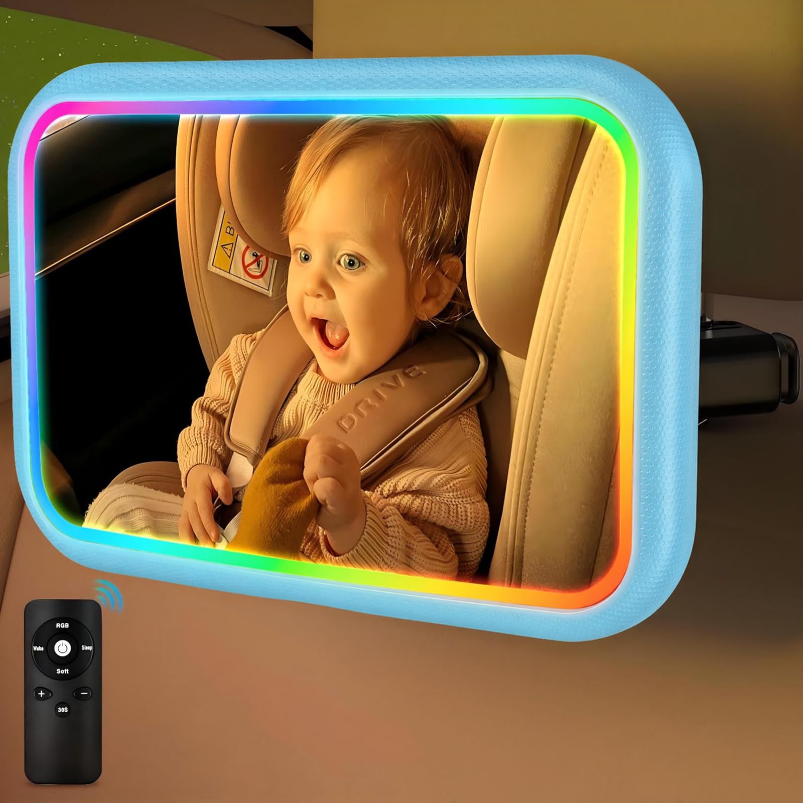 Baby Car Mirror with Light, Blue