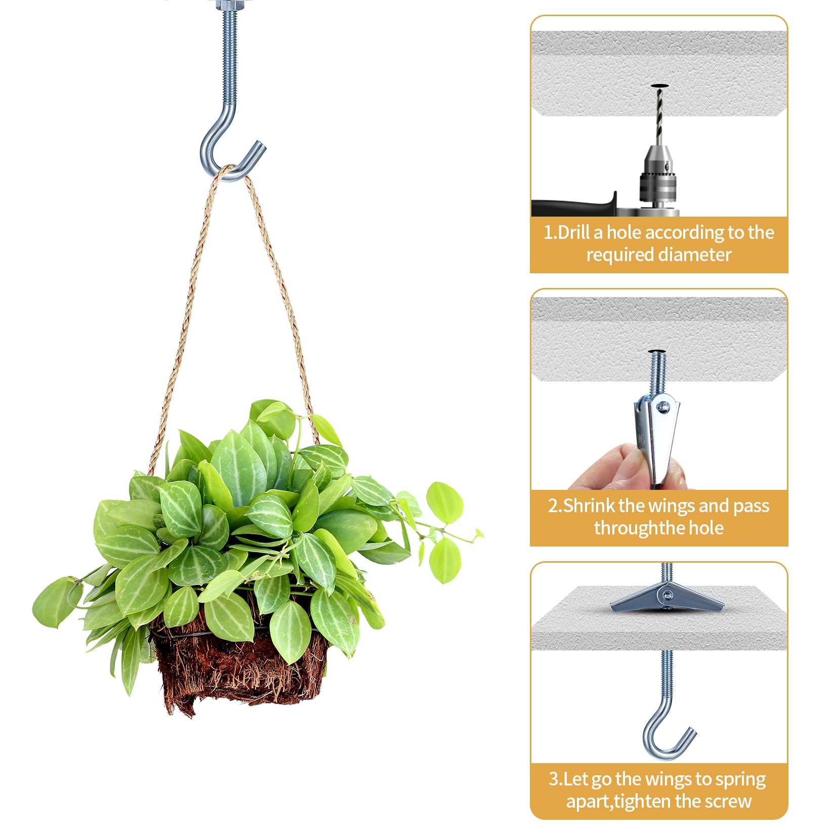 21 Sets M4 M6 Gancio Soffitto Cartongesso, Lampadario Gancio, Tasselli a Molla, Tasselli Basculanti, Viti a Ginocchiera
