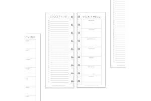 BetterNote Skinny Menu Grocery List Replenishment: Perfect Fit for Happy Planner Hourly Disc Notebooks
