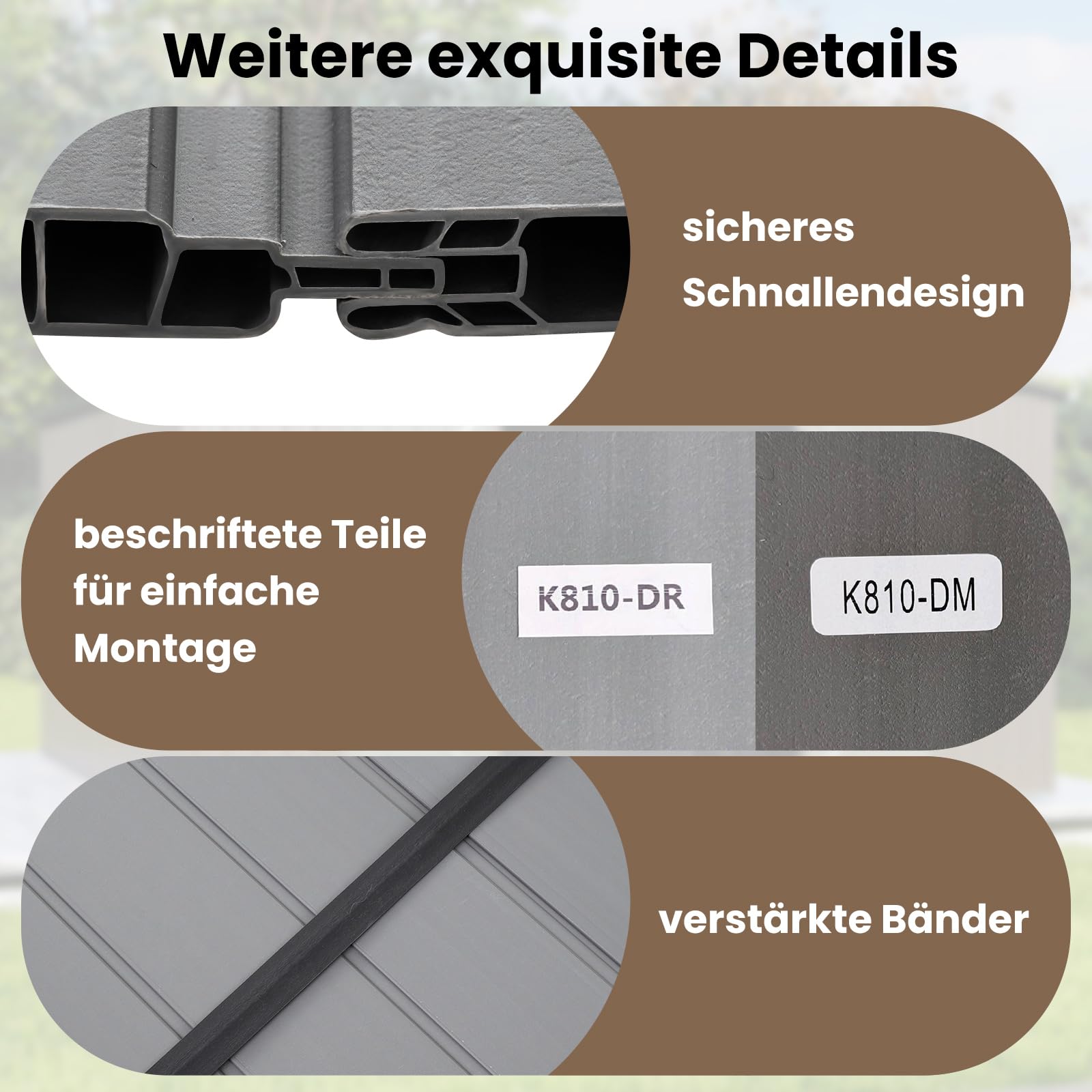 COSTWAY Bodenplatte für Geräteschuppen, 343 x 215 cm Gartenhaus-Fundament mit Rutschfester Oberfläche, verstärkte Streifen, Boden für Gerätehaus