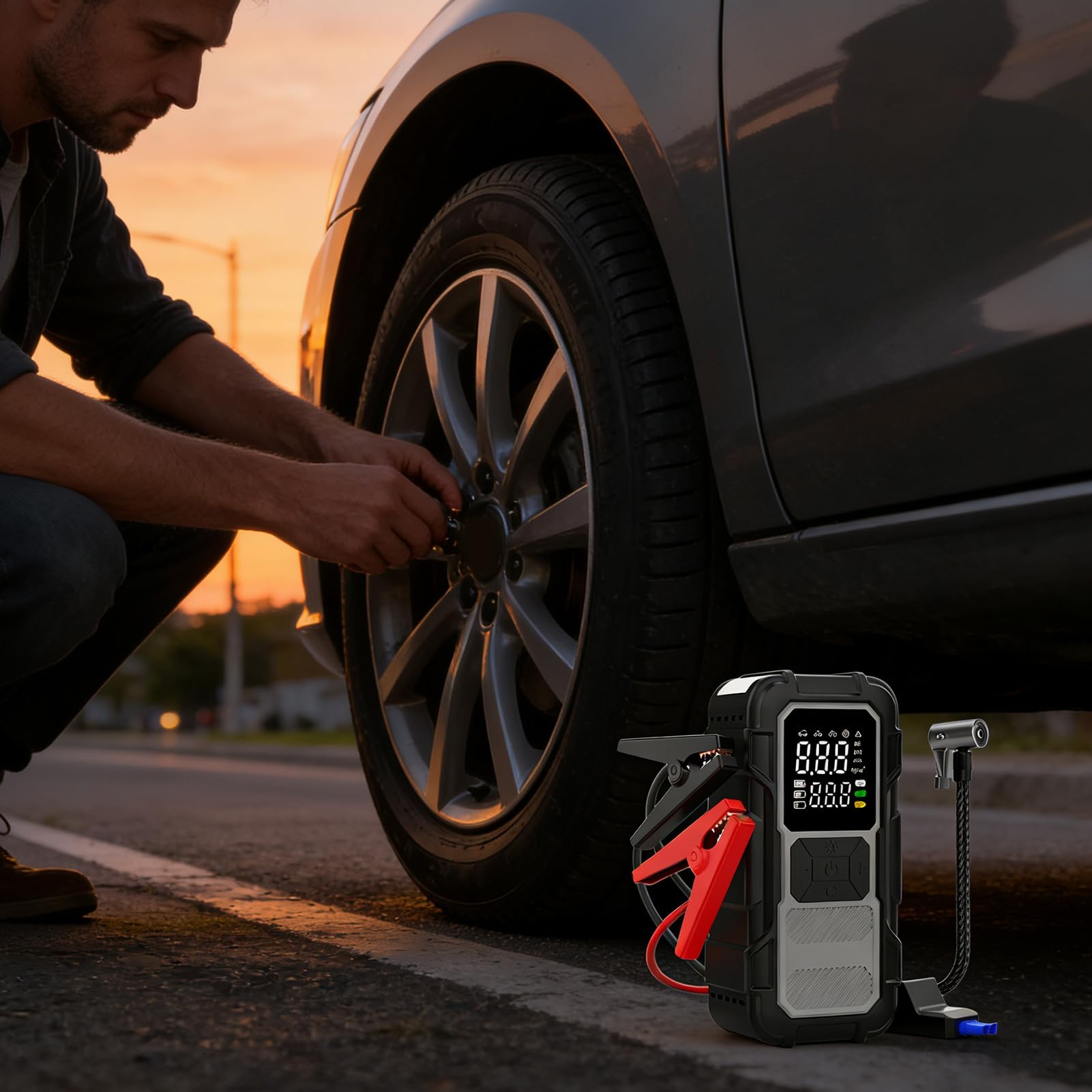 Generico Avviatore di Emergenza per Auto 4000A con Cavi | Starter di Emergenza per Batterie Auto Scariche Per Professionisti, Autisti, Guida Quotidiana, Viaggi Lunghi, Strada Urbana