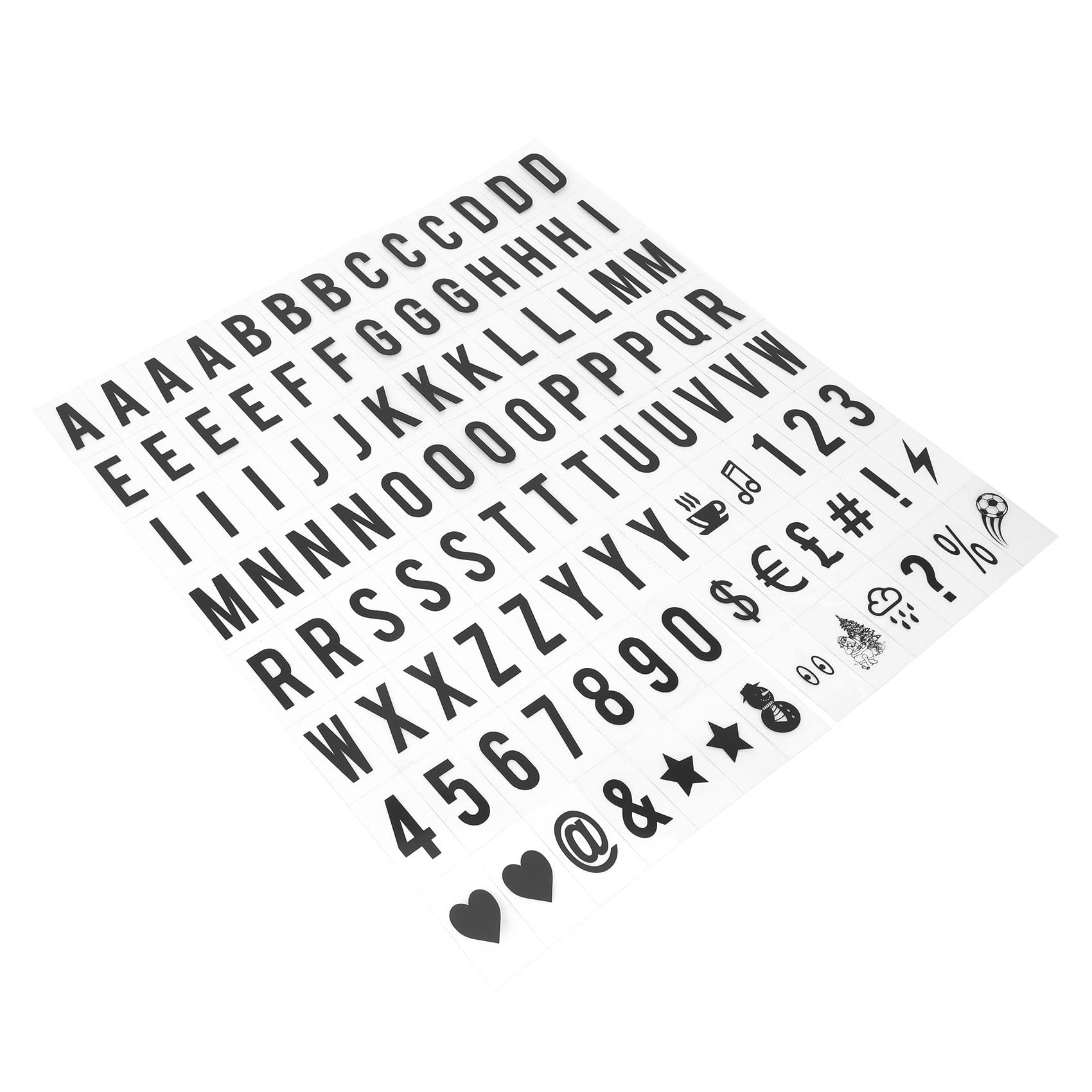 Plumflex 104 Pezzi di Lettere e Numeri di Ricambio per Lightbox Cinematografici Neri per A4 Box Message Board 65,4X35Mm (LED Light Box Non è Incluso) (Colore: Nero