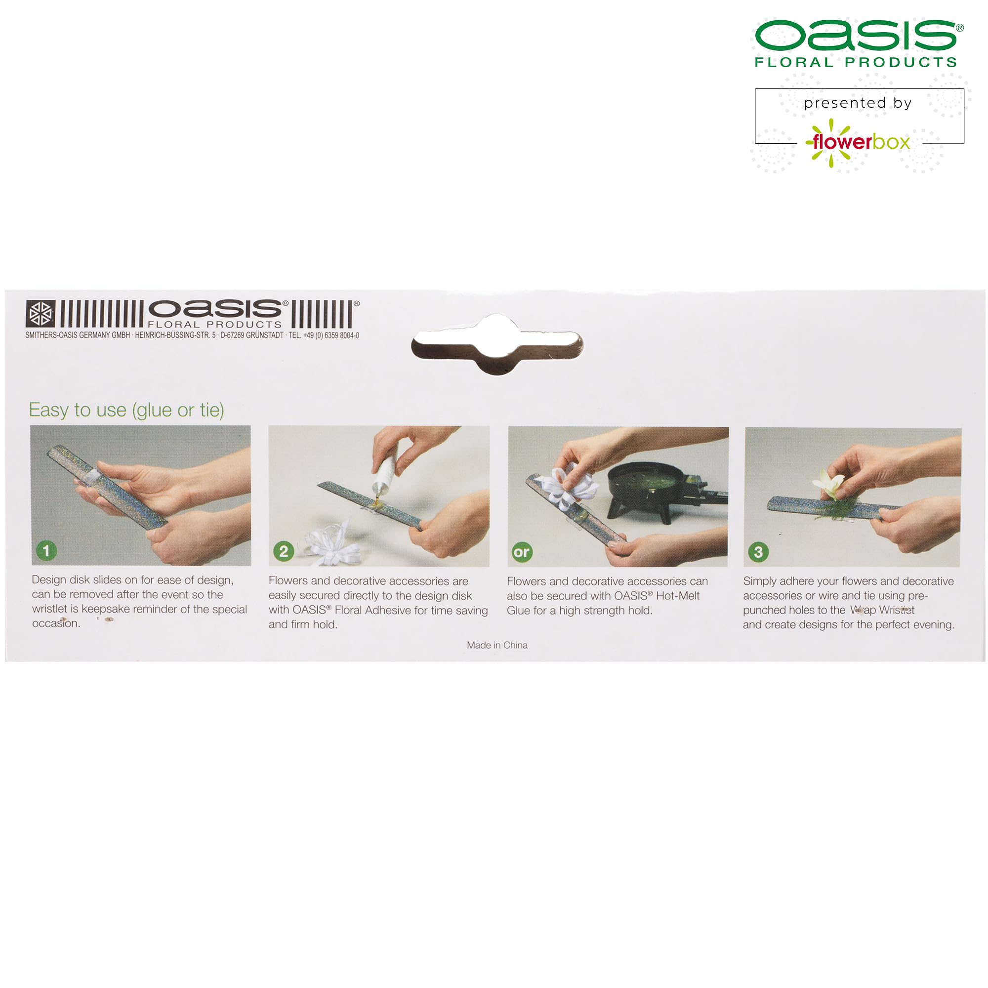 Flowerbox Oasis Wrap Wristlet Lot de 6 bracelets blancs 2,5 cm – Décoration florale de mariage Fleurs fraîches pour fixer des fleurs au poignet