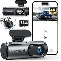 WOLFANG Dash Cam Auto 4K, Doppia WiFi Dashcam per Auto con Scheda SD 32G