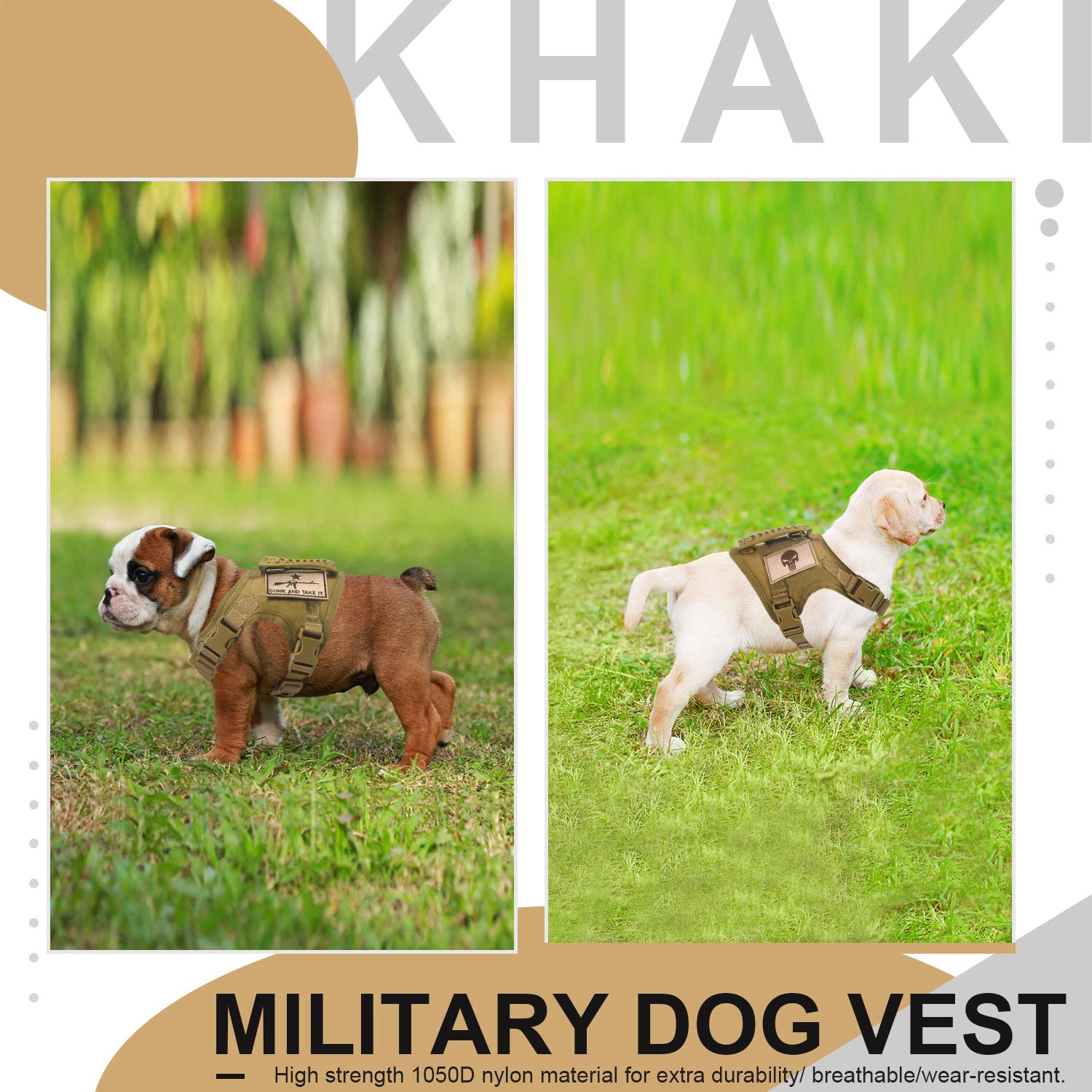 Arnés táctico de entrenamiento para perros, chaleco de trabajo al aire libre, ajustable, XS, militar, MOLLE, arnés con mango de goma
