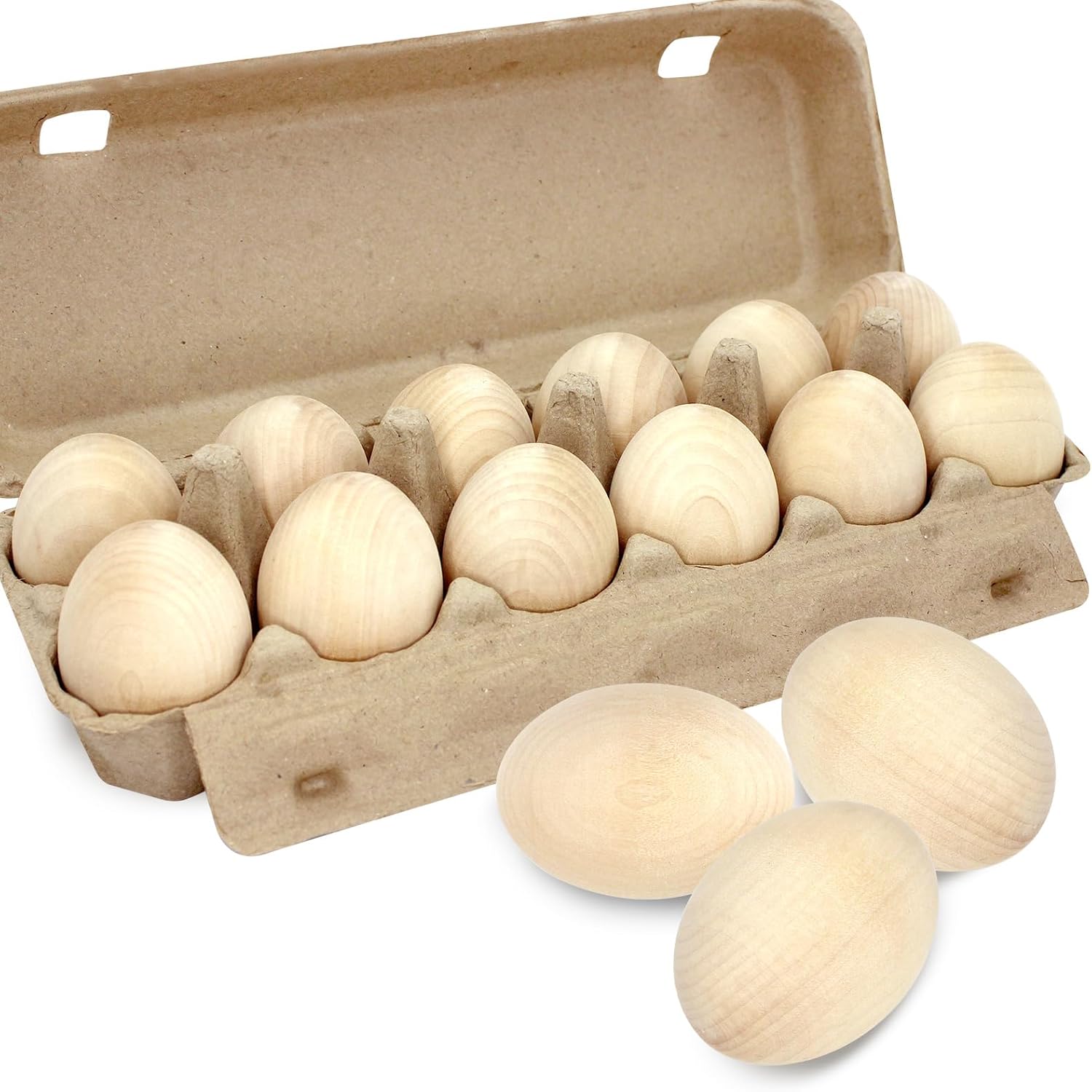 12 PCS Wooden Eggs to Paint Fake Easter Eggs Unpainted Faux Wooden Eggs for Crafts, Easter Decorations, Get Hens to Lay Eggs