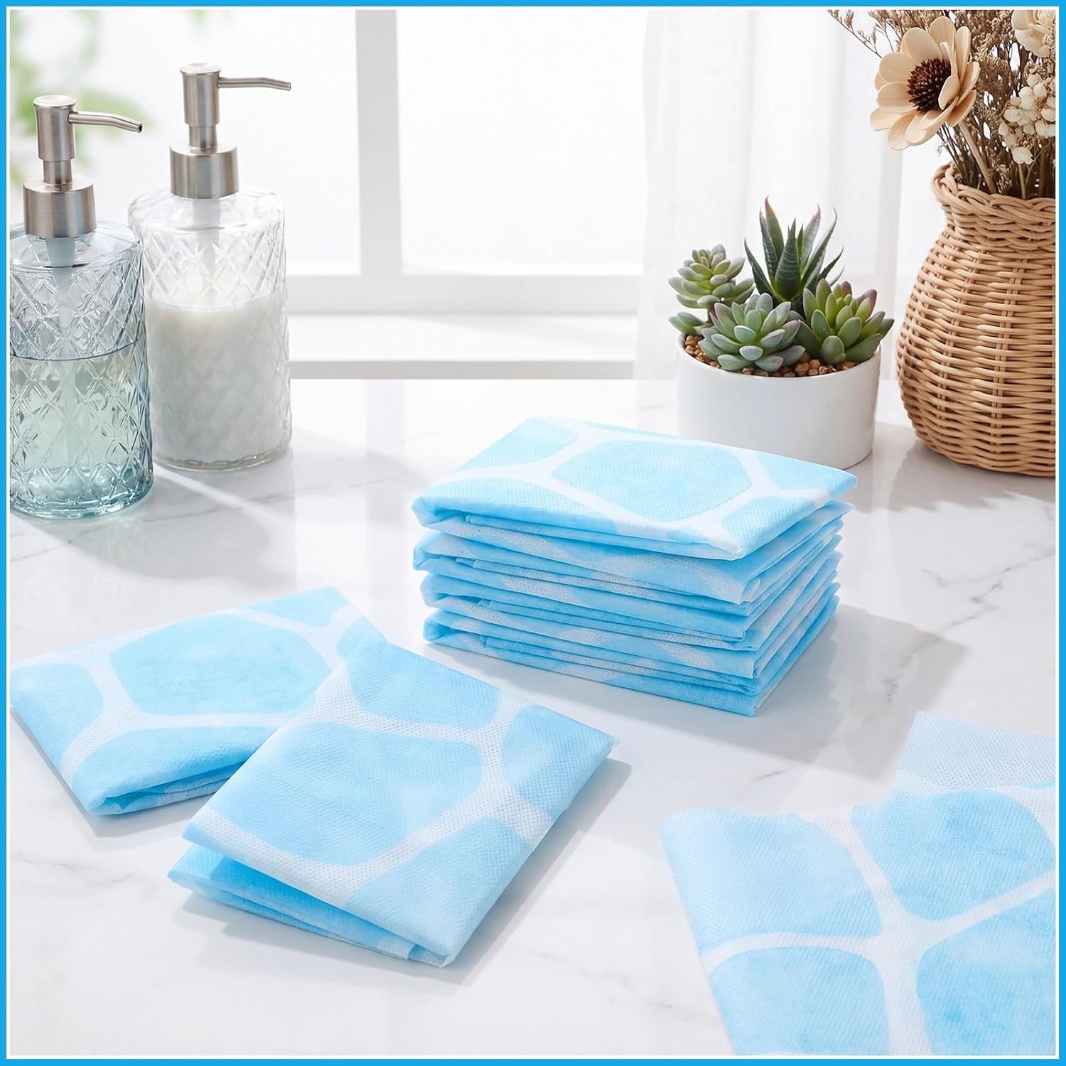 Layhit 50 Pcs Disposable Toilet Commode Mat 20 x 20" U Shaped Toilets Mats Floor Protector from Urine Pad Waterproof Absorbent for Older Potty Training Pee Incontinence Bathroom Non Slip (Glacier)