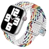 Braided Elastic Nylon Watch Band Compatible with Apple Watch 38mm 40mm 45mm 49mm for Women Men, Loop Soft Stretchy Wristband Strap with Magnetic Closure for iWatch SE Series 8/7/6/5/4/3/2/1