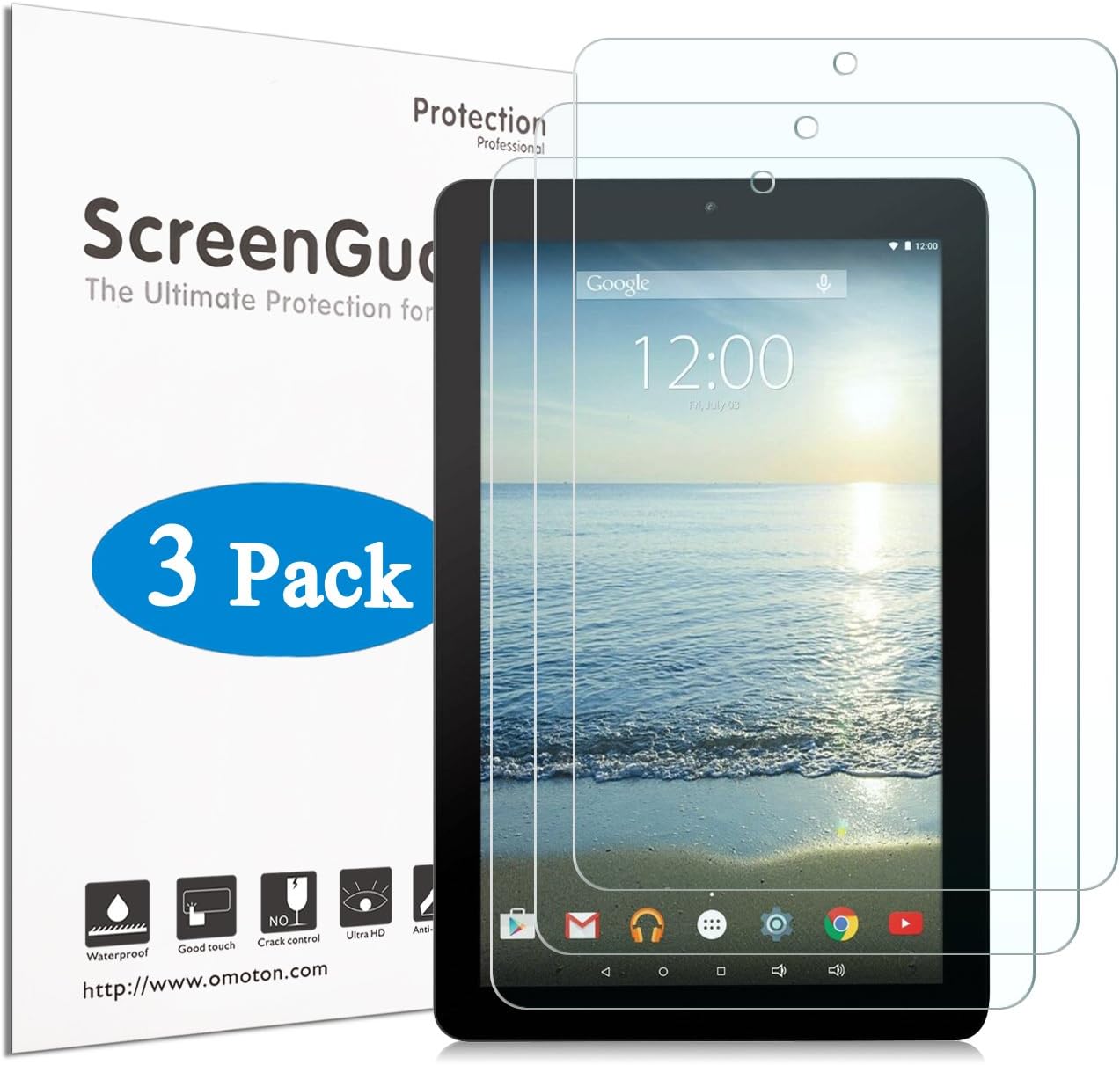 OMOTON RCA 10 Viking Pro Screen Protector, [3-Pack] PET Film Screen Protector for RCA 10 Viking Pro 10.1 inch with [Scratch Resist] [ Bubble Free] [Premium Clear] [Anti-Glare] [Anti Fingerprint]