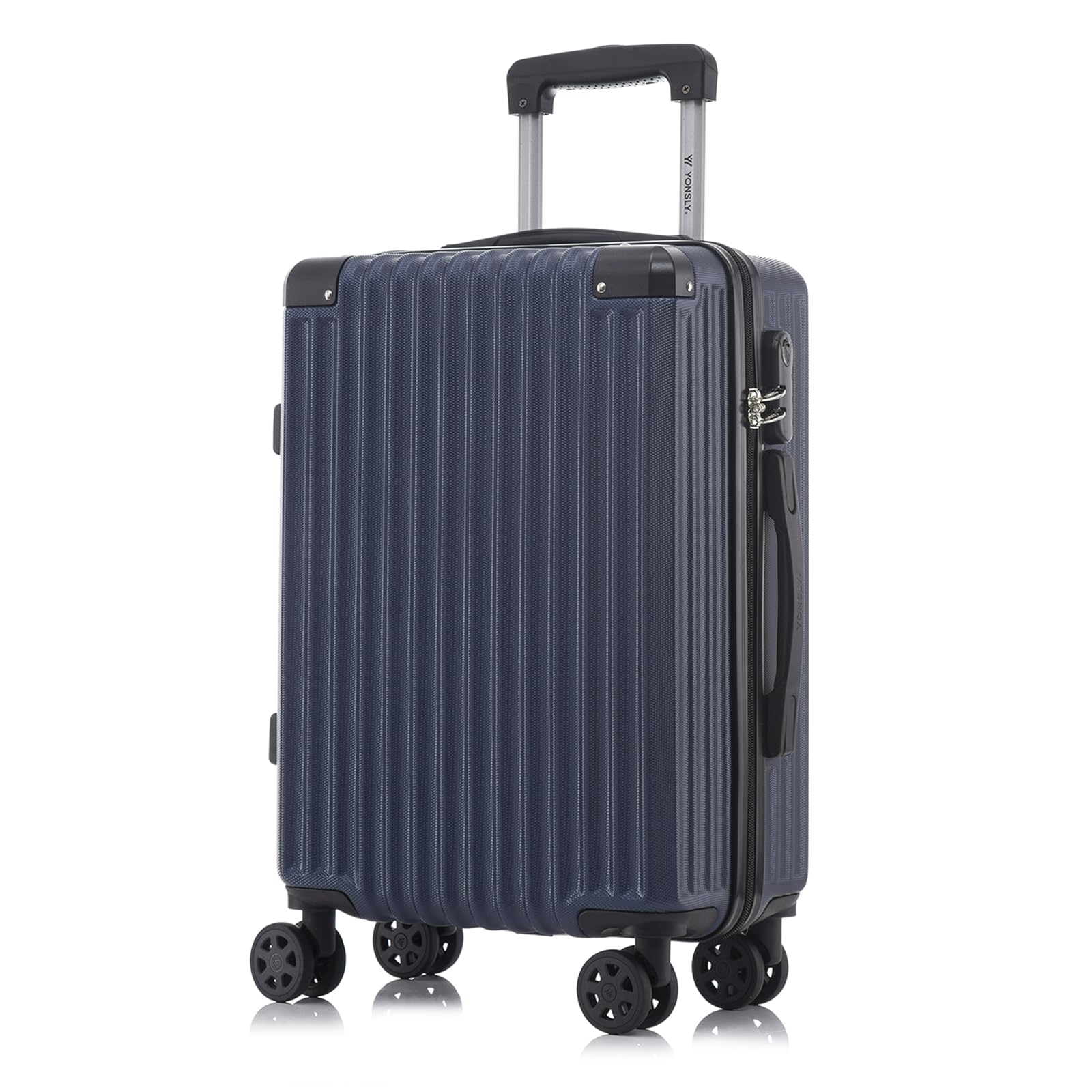 yonsly Koffer Suitcase, Trolley Reisekoffer, Rollkoffer Handgepäck mit 4 Rollen 360°, ABS Hartschalen, Sicherheitsschloss, Weicher Gummigriff, 210D-Futter
