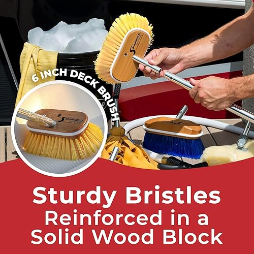 Miniatura 5 de Cepillo para escobillón Shurhold con cerdas suaves de nailon, color azul, Mediano, amarillo