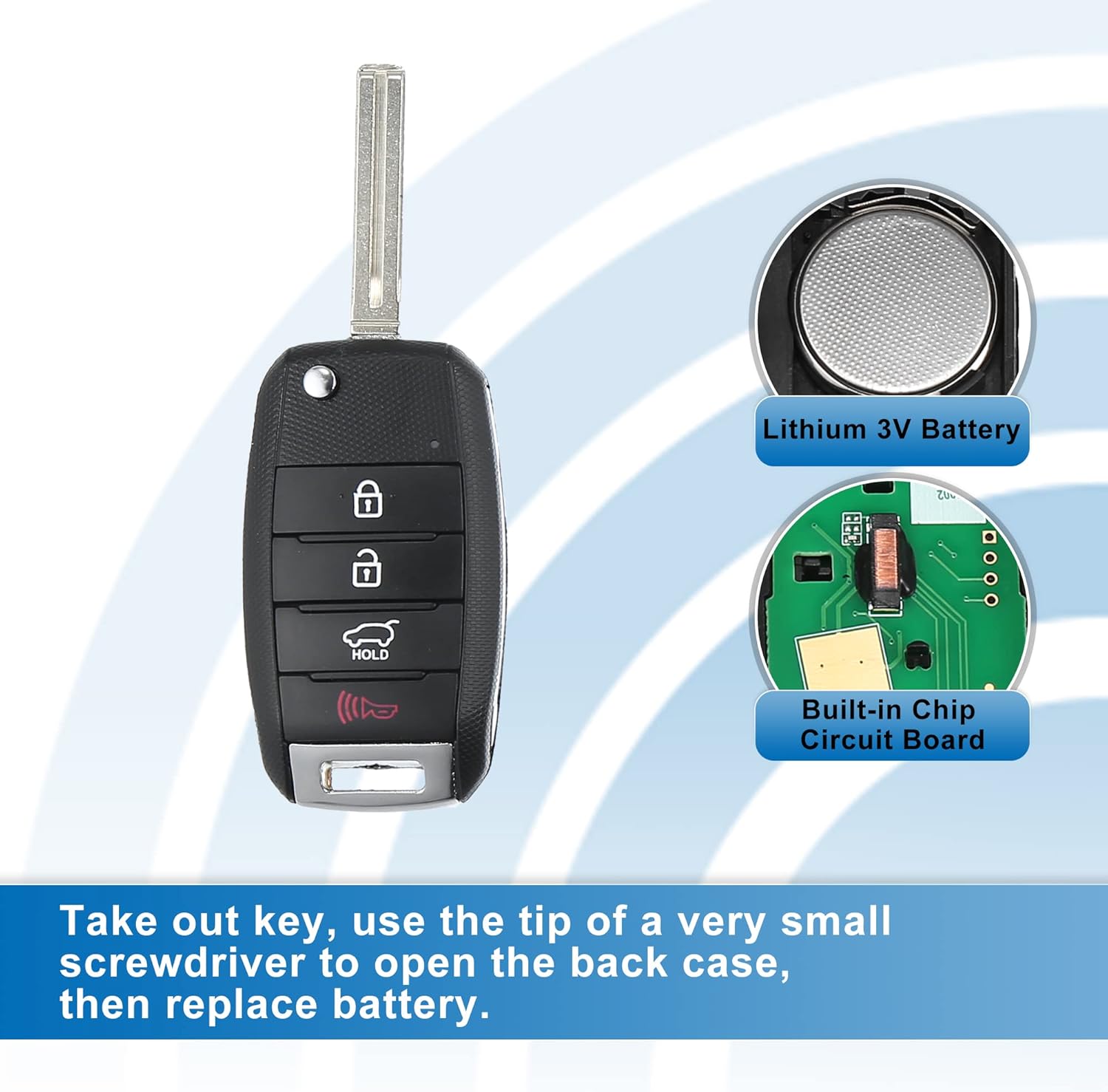 X AUTOHAUX 4 Button Car Keyless Entry Remote Control Key Fob Proximity Smart Fob OSLOKA-875T NO. 95430-B2100(PSD) for Kia Soul 2014 433MHz 60 Chip
