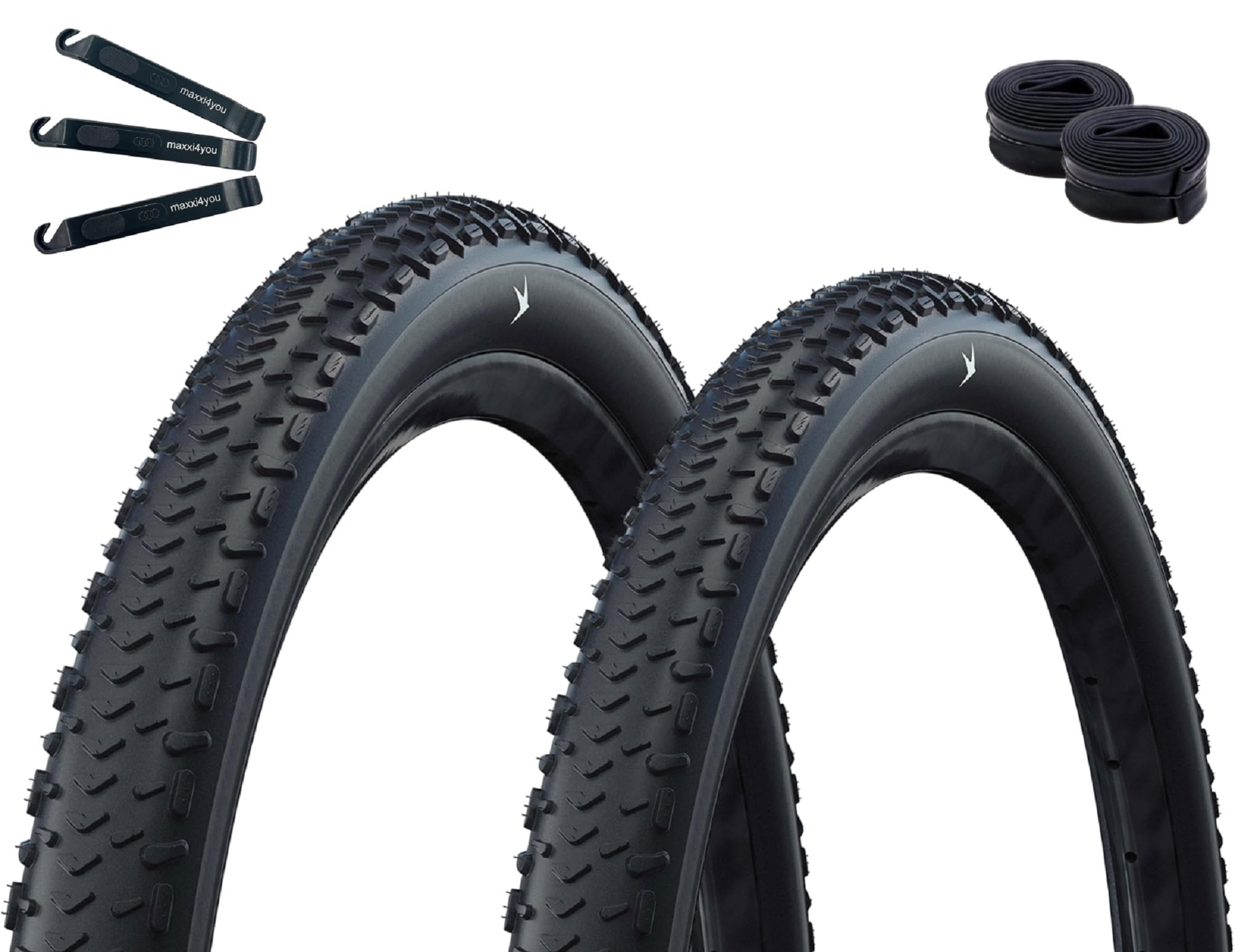 2 x Faltreifen Schwalbe G-One RX Performance RaceGuard ADDIX Green TLR Schwarz 45-622 (28 x 1.75) + 2 x Schwalbe Schläuche SV17 60mm inkl. maxxi4you Reifenheber