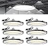 Amico 6 Pack UFO LED High Bay Light 200W 28,000lm 5000K with UL Listed US Hook 5' Cable Alternative to 650W MH/HPS for Gym Factory Barn Warehouse Lighting Fixture