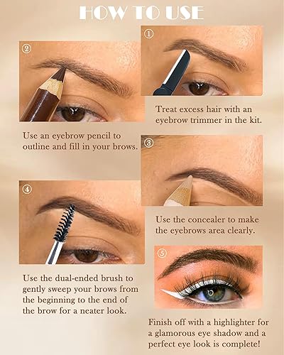 Miniatura 6 de Lápiz de cejas para realzar las cejas, juego de 3 lápices de maquillaje de ojos impermeables de larga duración, lápiz de maquillaje de ojos,