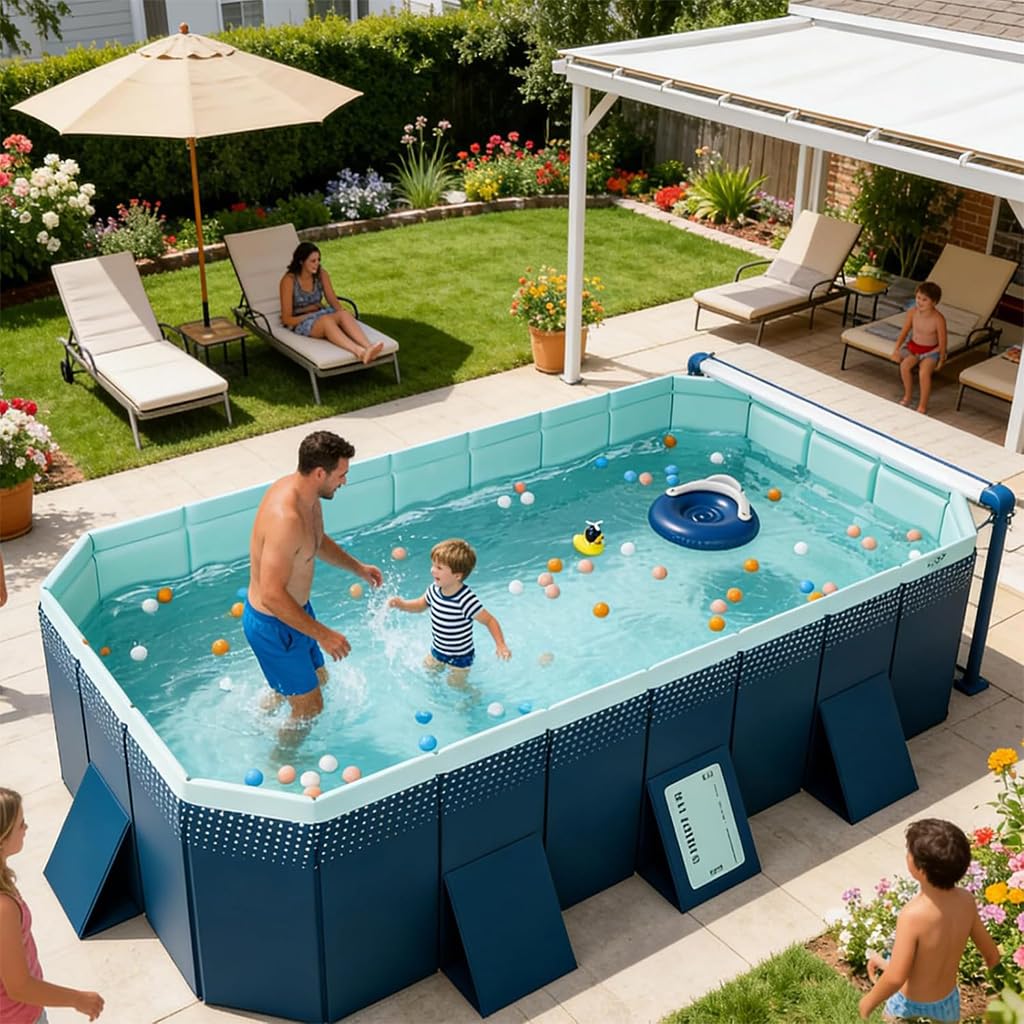 Piscina para niños pequeños, piscina plegable segura poco profunda con superficie lisa de PVC para niños pequeños y bebés, piscina de jardín de configuración rápida para juegos sensoriales y diversión