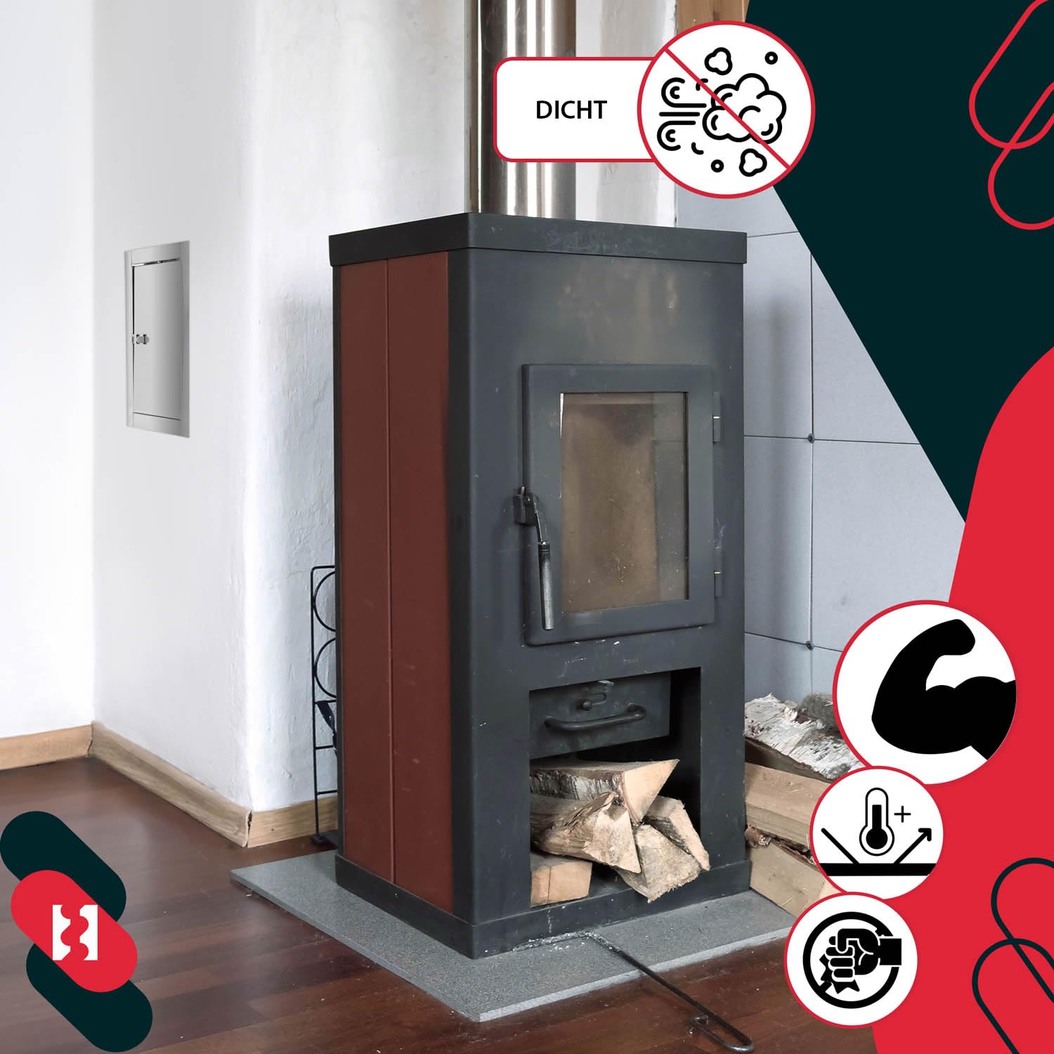 KOTARBAU® - Porta per camino, 14 x 21 cm, in acciaio inox, per ispezione e manutenzione