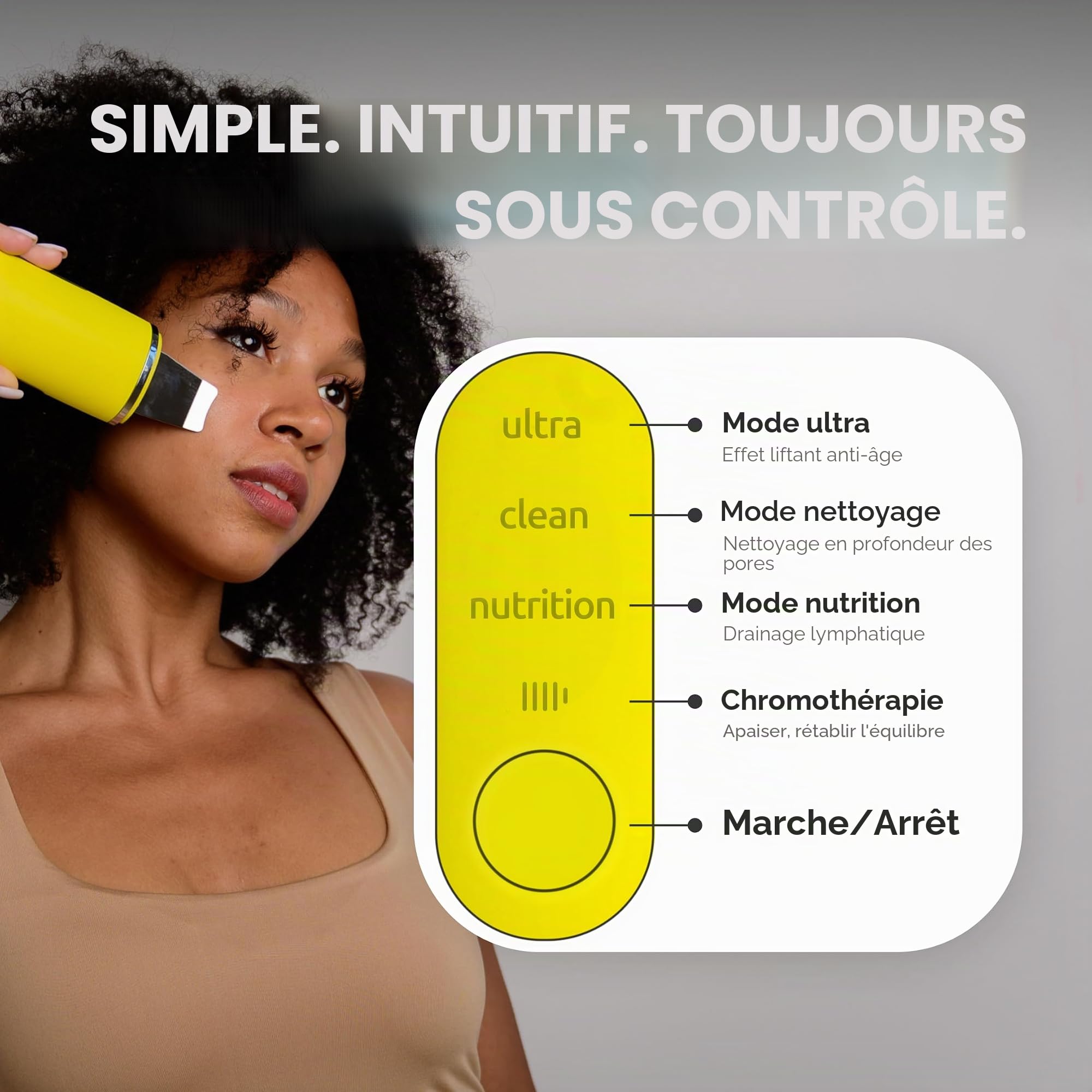 GESS Appareil de lifting facial par ultrasons exotique - peeling doux, raffermissement de la peau, soin anti-âge avec chromothérapie