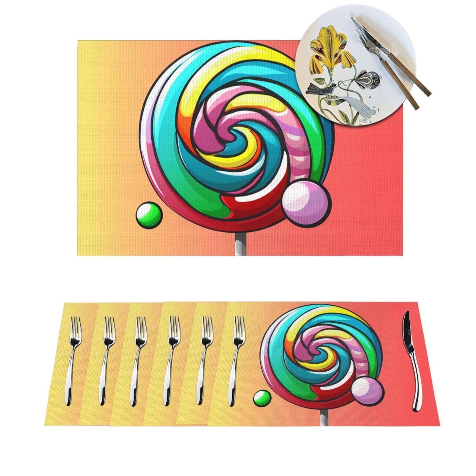 Sets de table rectangulaires lavables Lollipop antidérapants pour une protection de table