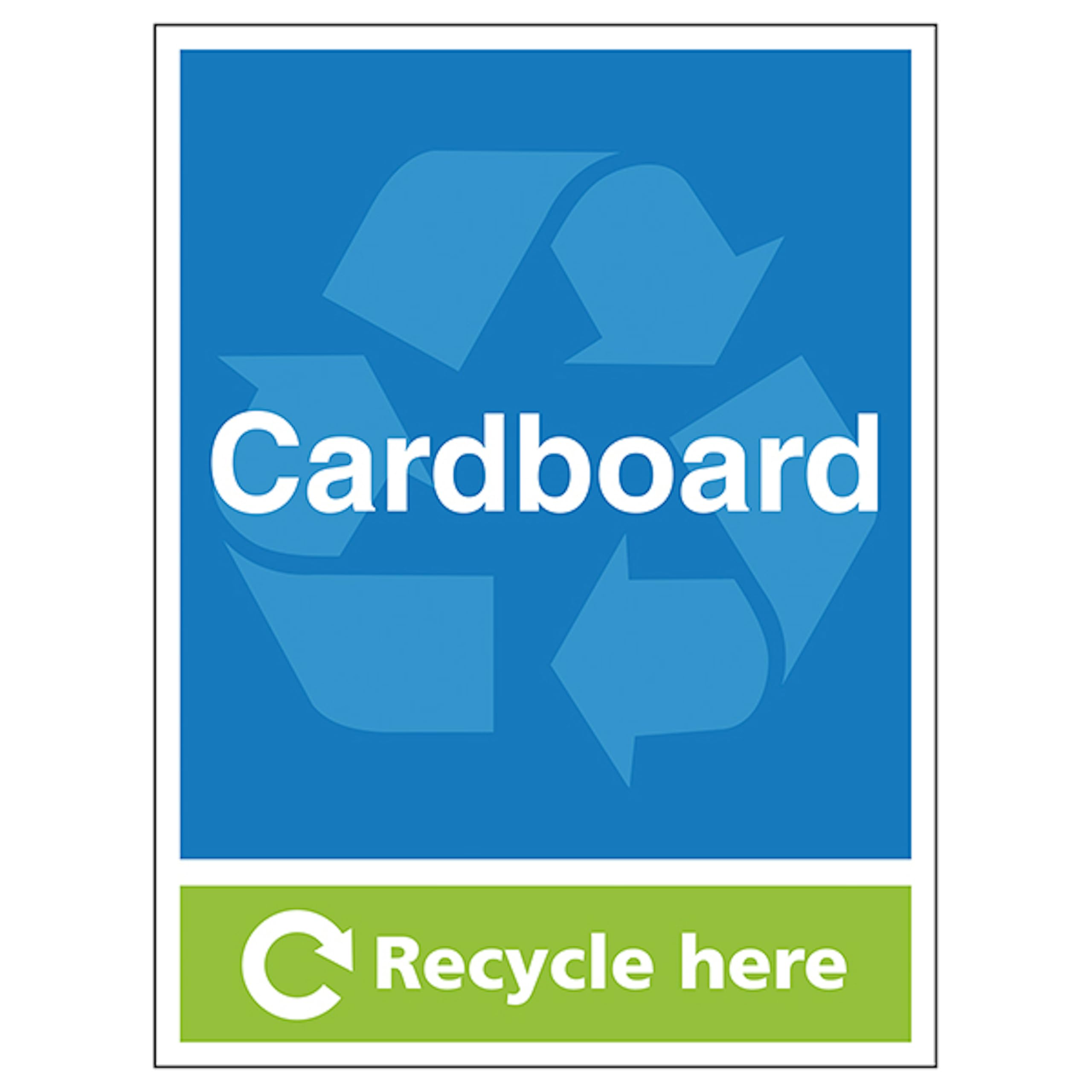 V Safety Cardboard Recycle Here - Portrait 300 x 400mm - 1mm Rigid Plastic Safety Sign