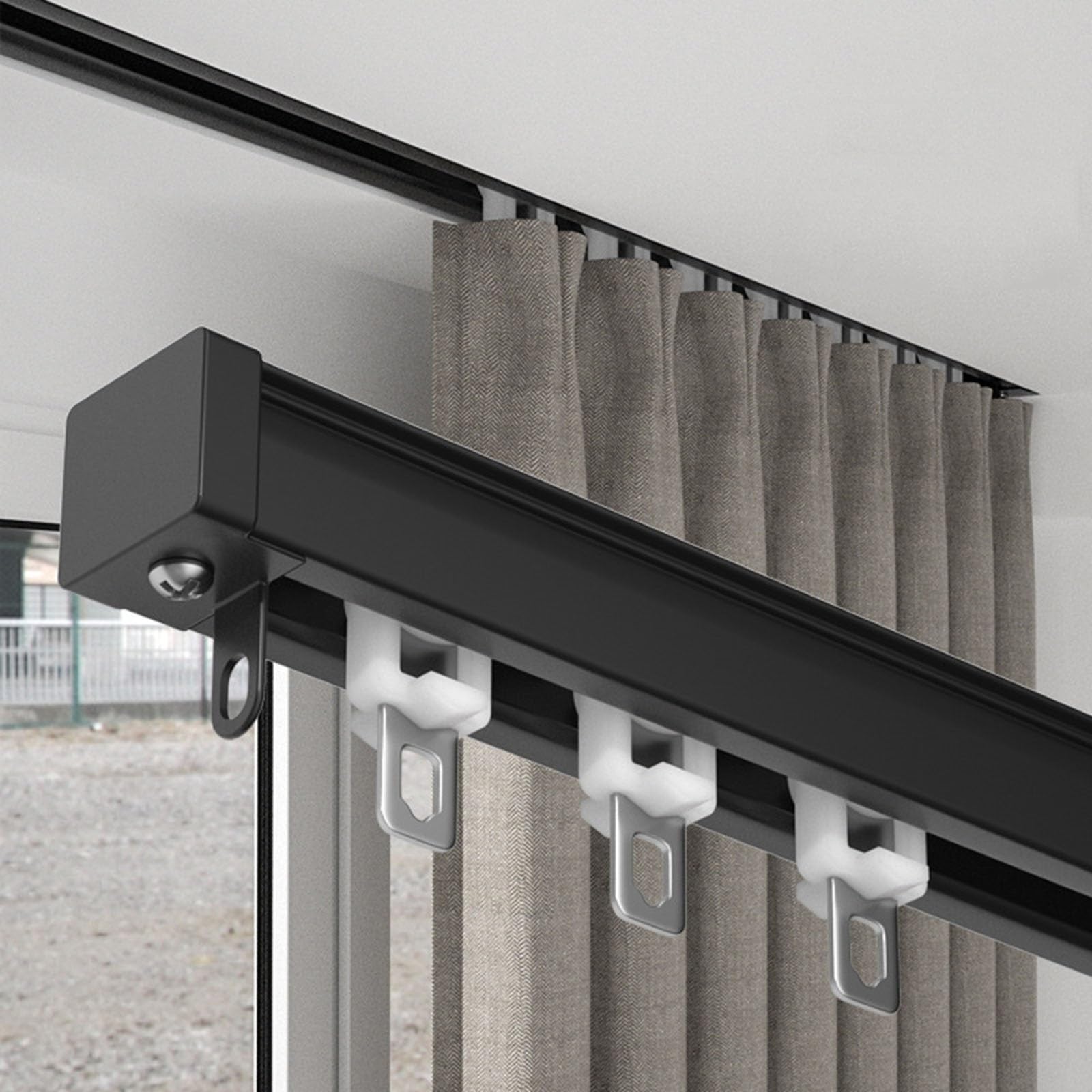 Rail de plafond caché pour rideaux – Tringle à rideaux épaisse de 2 mm | Tringle à rideaux robuste – Rail de rideau de plafond invisible