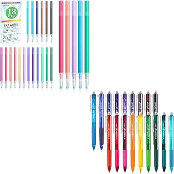 Vanstek 18 Colors Erasable Gel Pens+ 18 Colors Erasable Pen Refills