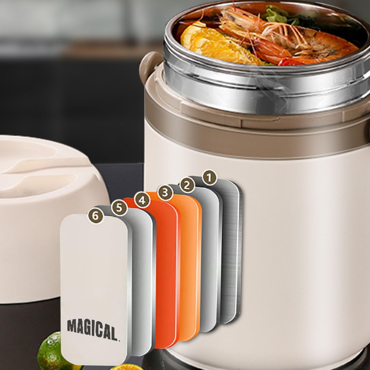 Termo Para Comida Caliente,1.4L Aislamiento Al Vacío Tarro De Comida Con Bolsa Aislante Fiambreras De Acero Inoxidable Para El Trabajo Viajes Senderismo,1.9L,B