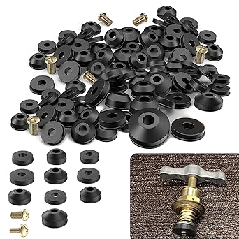 58-Pack Rubber Faucet Washers Flat and Beveled Faucet Washers Kit with Brass Bibb Screws for Repairing Faucet Leak