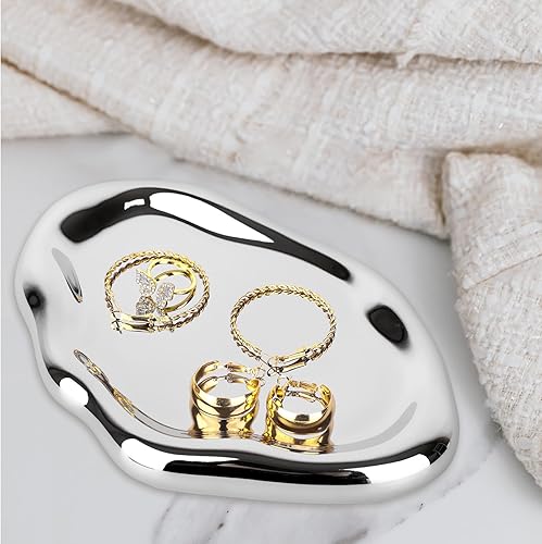 Miniatura 5 de Bandeja de joyería para mesa de café, bandeja de servicio, bandeja decorativa para anillo de tocador, bandeja de maquillaje, organizador para el