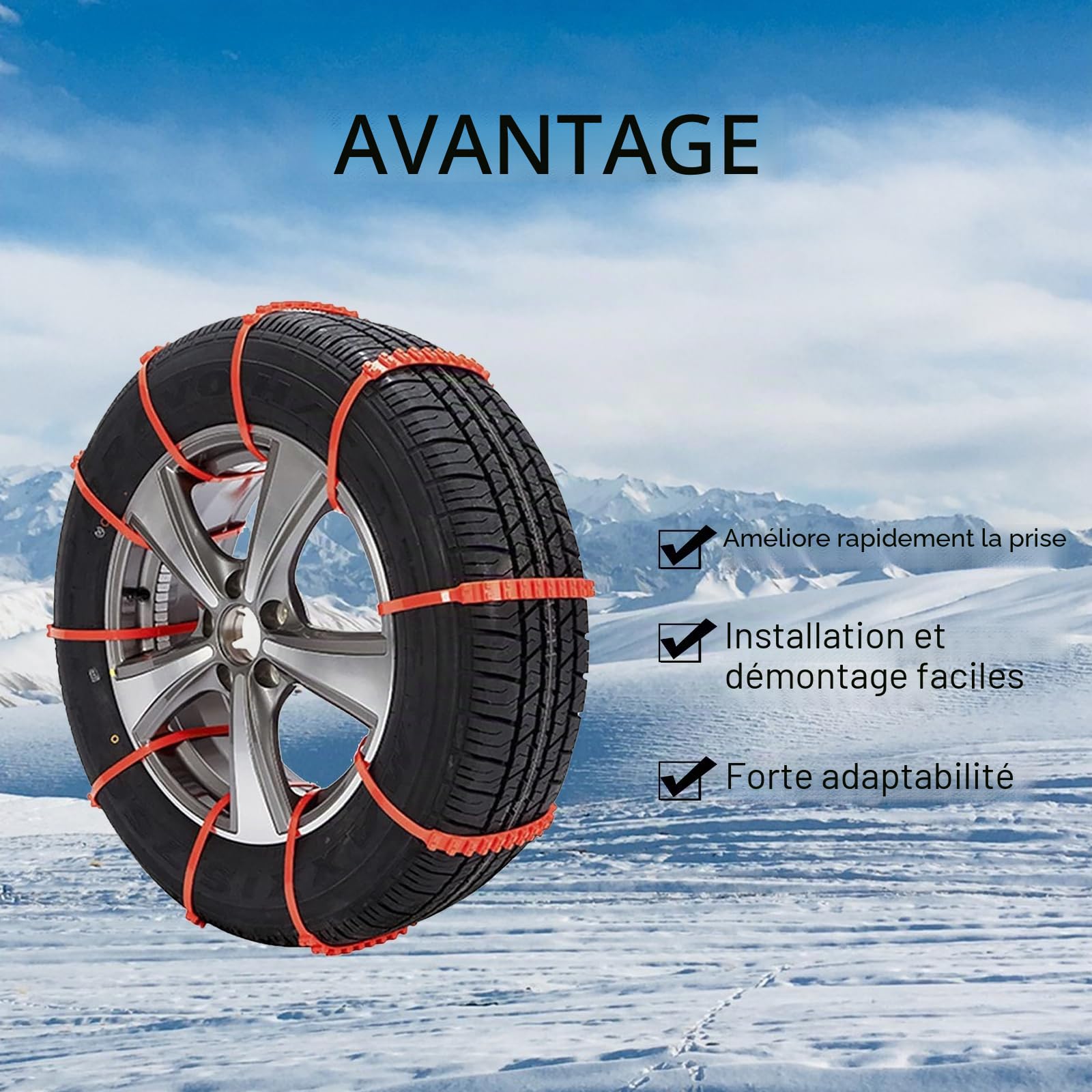 Chaînes à neige,10 PCS Chaînes à Neige pour Auto,Chaine Neige Antidérapantes,hiver pneu anti-dérapage chaînes,chaînes de pneus de neige d'urgence,Chaînes de Traction Antidérapantes