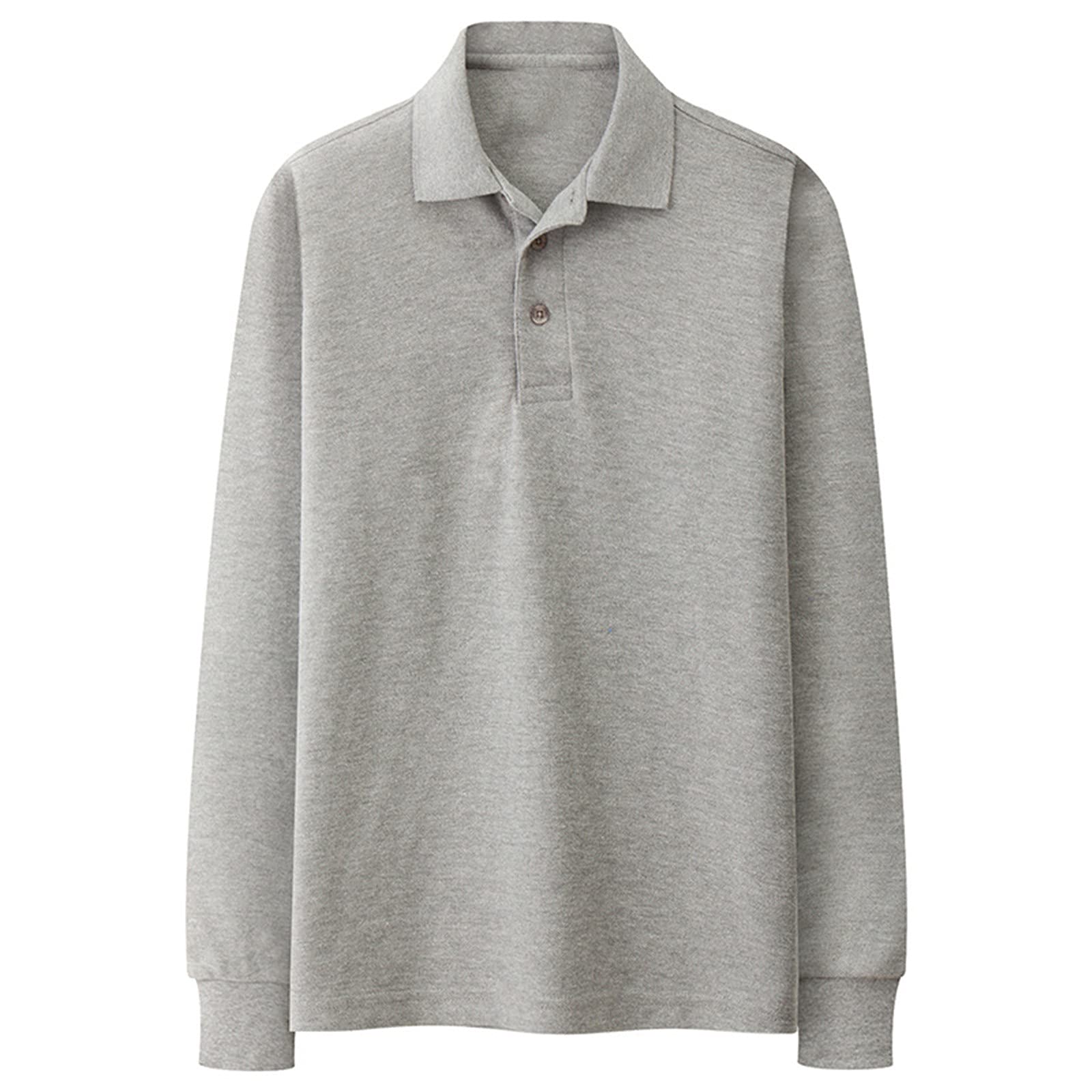 Herren-Poloshirt, langärmelig, einfarbig, für Frühling und Herbst, grau, 3XL