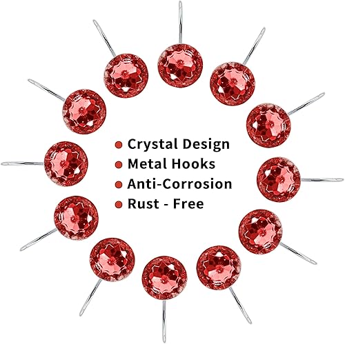 Miniatura 4 de MitoVilla Anillos de cortina de ducha rojos de Navidad, ganchos de ducha navideños para forro de cortina de ducha borgoña, anillos de ducha a prueba