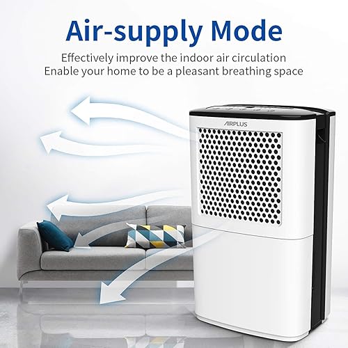 Miniatura 5 de AIRPLUS Deshumidificadores de 4500 pies cuadrados para el hogar, deshumidificador de 70 pintas para sótano con manguera de drenaje, drenaje