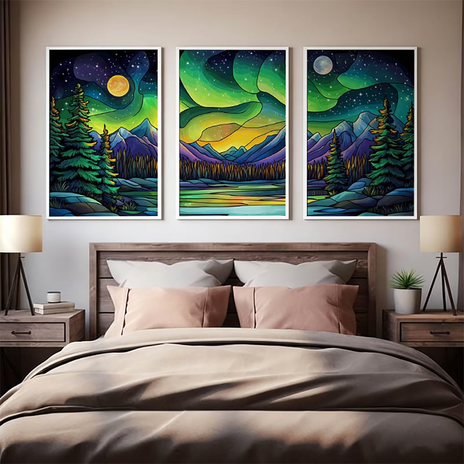 3 opakowanie diamentowych obrazów zorza polarna 40 x 60 cm, kwadratowy 5D DIY abstrakcyjny zestaw do malowania diamentami pełny zestaw, diament kryształ górski ścieg krzyżykowy do dekoracji domu
