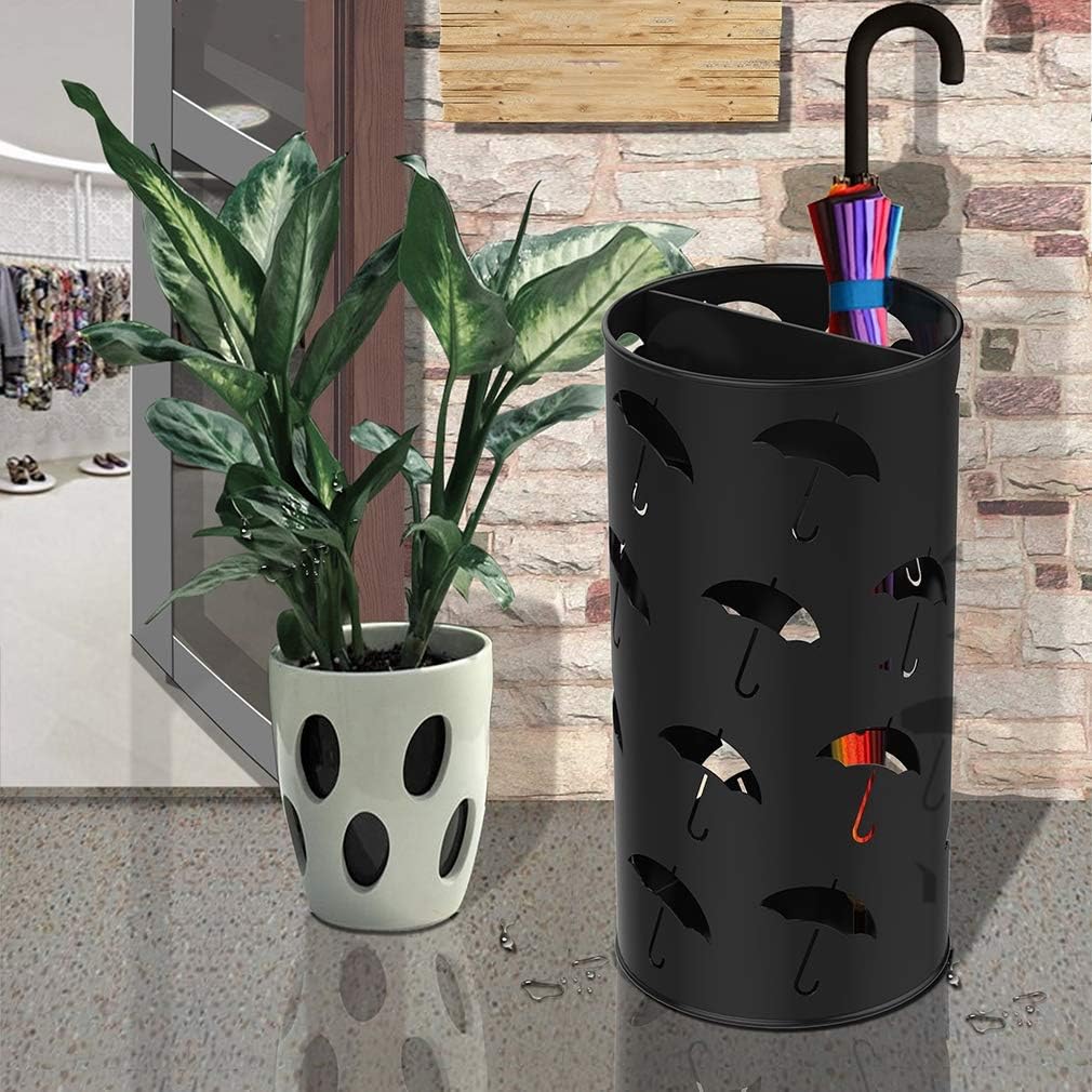 Tepo-ffly Umbrella Holder in Hotel and Home, Walking Stick Stand Iron Material, Umbrella Stand with Drip Tray Suitable for indoor and outdoor,C