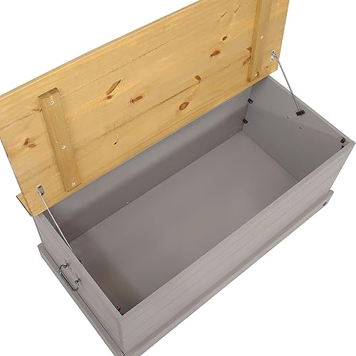 Miniatura 9 de Sunnydaze Cofre de almacenamiento de madera de pino macizo asas y bisagras de aleación de zinc capacidad de almacenamiento de 47 galones baúl de