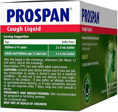 Miniatura 6 de Prospan Jarabe para la tos con extracto de hoja de hiedra para adultos, 21 sobres de 0.2 fl oz, apoya la eliminación de moco y la salud