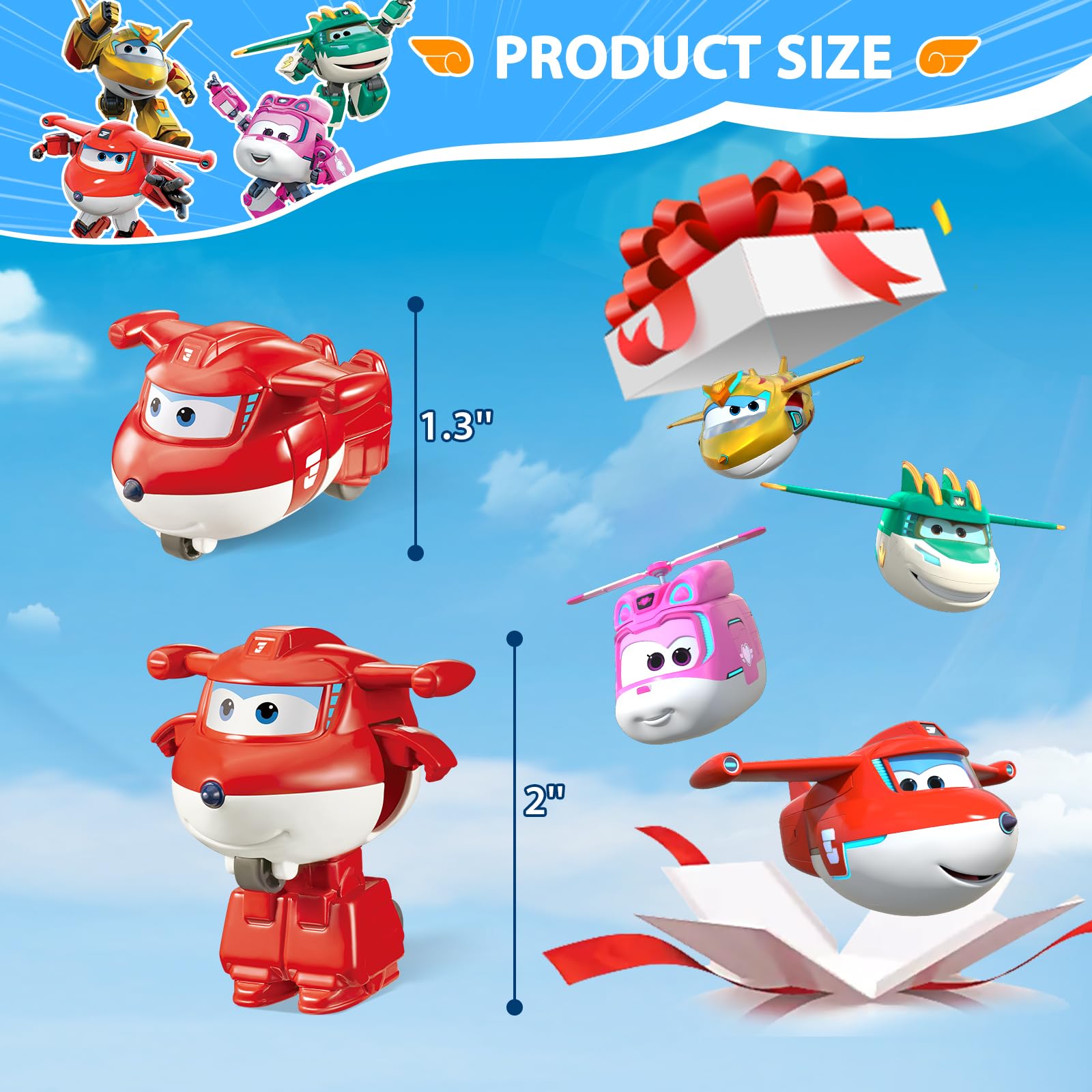 Super Wings Transforming Figures 4 Pack, 5 cm Jett & Dizzy