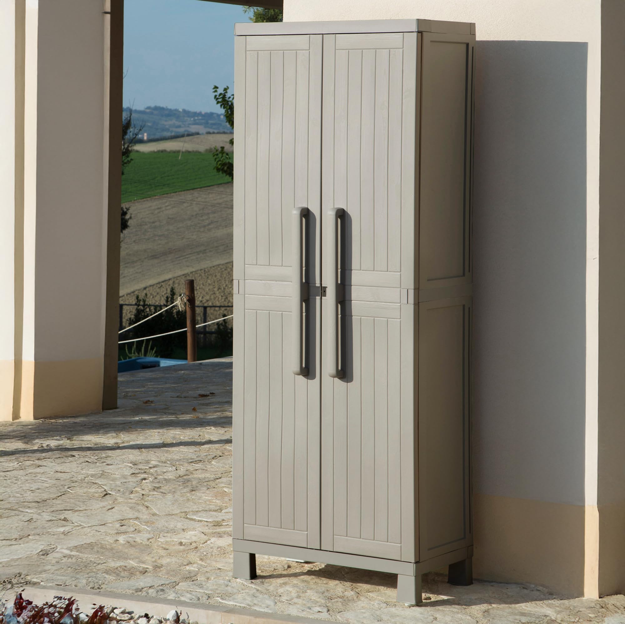 TOOMAX Armadio Portascope Wood Midi 65x37x173h cm plastica grigio tortora 4 ripiani regolabili piedini