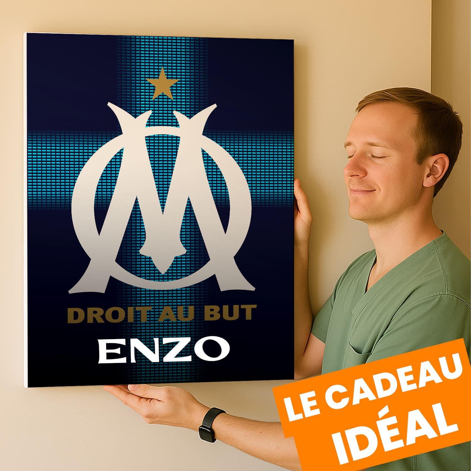 OneTrophy Toile personnalisable Olympique de Marseille – 50x40 cm | Produit Sous Licence Officielle OM | Prénom personnalisé | Décoration Supporter | Fabriqué en France – Cadeau Foot (Exterieur) - 4