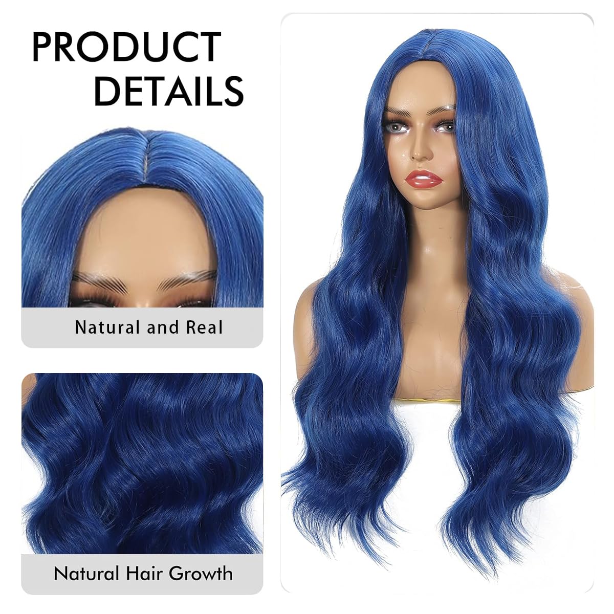 Amazon.com: Sabosi Blue wig Long Wavy Wigs for Women 26 Inch  display picture 1