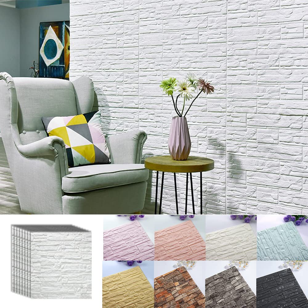 Samoprzylepne płytki ścienne, tapeta 3D z cegły samoprzylepne naklejki ścienne 3D wytłaczana pianka, wodoodporny panel, dom, salon, dekoracja dla dzieci, kuchni, łazienki, dekoracyjna tapeta (kolor: