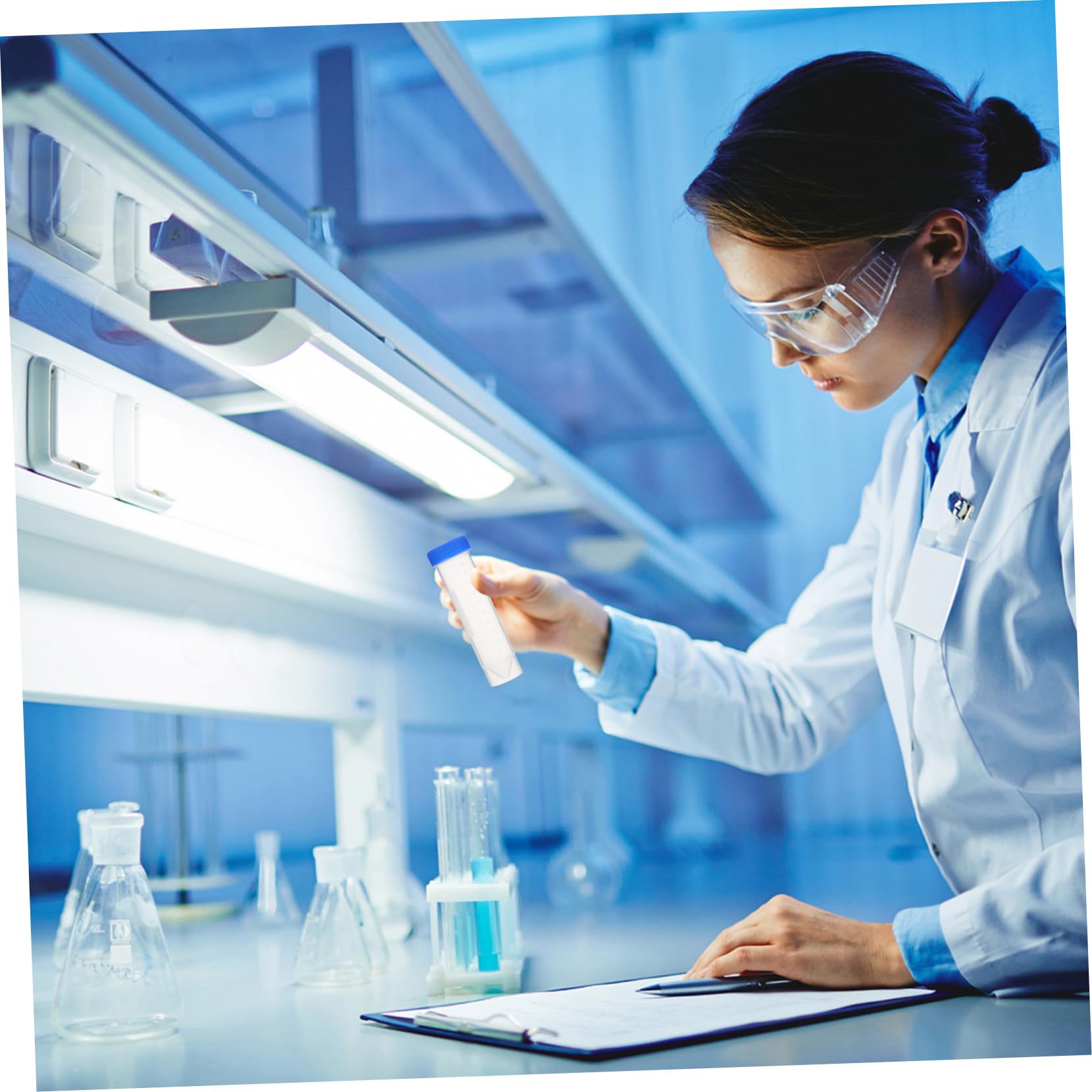 Centrifuga per Biologia Molecolare e Coloranti Alimentari 50 Tubi da 50 Ml in Plastica Tappo a Vite, Trasparenti e Facili da Osservare Colore Casuale