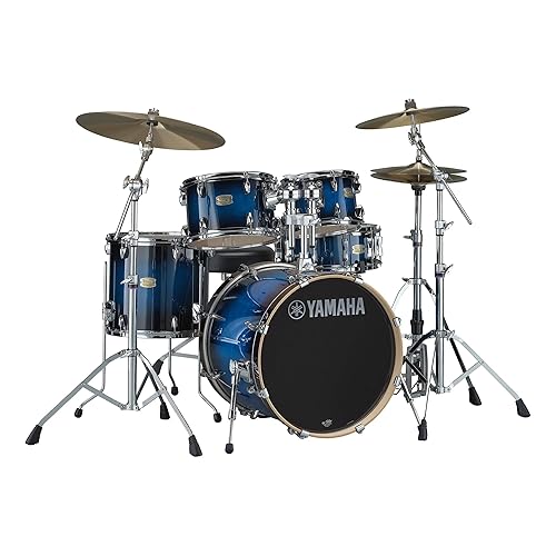 Yamaha Stage Custom Birch 5pc Drum Shell Pack With a 22" Kick Drum and 14” Snare Drum in Deep Blue Sunburst For Students and Working Drummers (SBP2F50DUS)